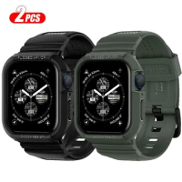 Rugged Armor Pro Designed for Apple Watch Ultra 2 Rubber Case with Band Series 9/8/SE2/7/6/SE/5/4 45mm/44mm 41mm 40mm