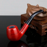 High Quality Red Sandal Wood Pipe 9mm Filter Bent Smoking Tobacco Pipe Handmade Smoking Pipe Smoke Pipe Tool