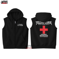 Vest Hoodie Zipper Pria Rompi Tanpa Lengan Yellow Corn Highway Magician Tokyo Yokohama Cotton Fleece