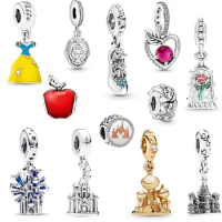Hot Castle Bead Princess Apple Herocross Disney Charm 925 Sterling Silver Dangle Pendant Fit Bracelet DIY For Women Love Jewelry