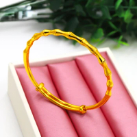 Pure 999 Bamboo Sand Gold Bracelet Bangles for Women Adjustable Gold Bracelet Hand Chain Wedding Birthday Fine Gifts Never Fade