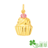 【幸運草金飾】莓好蛋糕 水晶＋黃金墜(金重 0.62錢±0.07)