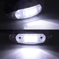2Pcs LED Side Marker Lights 12V 24V White Amber Warning Tail Light Universal Auto External Light for Trailer Truck Lorry