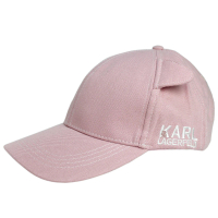KARL LAGERFELD 卡爾 貓咪耳朵簡約素色棒球帽(粉色)