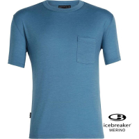 Icebreaker 美麗諾羊毛排汗衣 旅TABI系列 圓領口袋短袖上衣 TA150 男104768 402淺粉藍