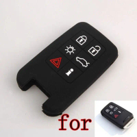 Sarung Cangkang Kunci Kereta Silikon, Hitam, Sesuai untuk Volvo S60, S80, V70, XC60, XC70, Fob Sarun