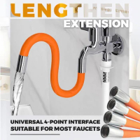 20cm/30cm/50cm Kitchen Faucet Extension Hose Tube Pipe 360° Rotation Bending Tap Extender Splash-Proof Bathroom Sink Accessories