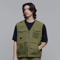 【國家地理服飾官方旗艦】男裝 工裝網布釣魚背心 - 橄欖褐色(男裝背心/透氣網布)