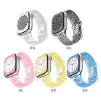 優樂悅~適用蘋果表帶apple watch678代SE透色鉆紋iWatch透明夏季新款