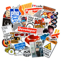 100pcs Developer Stickers hacker Geek Programminng Java JS Docker Bitcoin Html Cloud Language APP Logo Car DIY Sticker