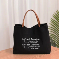 Let's Eat Women Lady Canvas Mom Grandma Nana Mimi Gigi Gifts for Mother's Day Baby Shower Beach Travel Customize Tote Bag