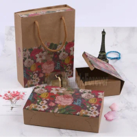 Wholesale Kraft Paper Flower Style Moon Cake Box Cookies Biscuit Candy Box Wedding Party Gift Boxes