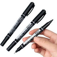 1pcs Dual Side Marker Pens Black Felt Tip Pens Black Dual Tip Brush Pens Art Markers Brush &amp; Fine Tip Black Marker