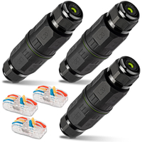 3-Pack Junction with 3 Pin Electrical Cable Connectors IP68 Waterproof 4-10mm Adjustable Wire Outdoo