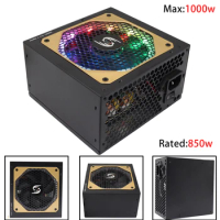 RGB 850W ATX PC Power Supply 220V Max 1200W Game Computer Server PSU 20/24PIN Mining PSU Supply Mining PC Source Bitcoin