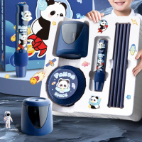 【Loga】電動文具套裝 學生學習文具套裝 自動文具組 兒童文具 按動橡皮擦 桌面吸塵器 電動削筆機 開學禮物