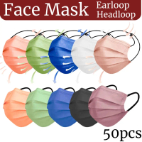 Headloop Earloop 3ply Face Mask 50pcs Box Headloop Earloop Fashion Mask Black Denim Blue 4ply Mask H