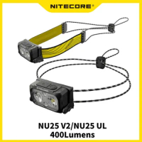 NITECORE NU25 400Lumens Max throw of 64 meters USB-C Rechargeable Headlight 3 Light Sources Waterproof Lightweight Headlamp