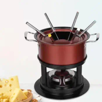 Fondue Maker Pot with 6 Sticks Multifunction Portable Lightweight Stable Fondue Pot for Dessert Meat Sauce Household Festival