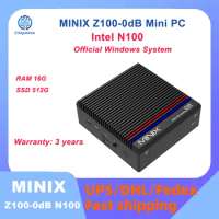 MINIX Z100-0dB Intel N100 Gaming Fanless Mini Pc 16G 512GB Office Home Design DDR4 Pc Windows 11 Pro Pc Desktop Computer