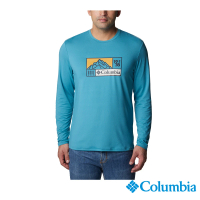 【Columbia 哥倫比亞 官方旗艦】男款-Tech Trail UPF50快排長袖上衣-湖水藍(UAE37400AQ / FW23)