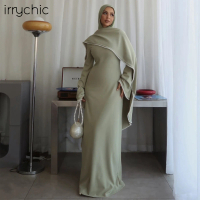 Long-sleeved dress with beaded shawl by Loriya for women, two-piece set in Middle Eastern, Dubai, Eu