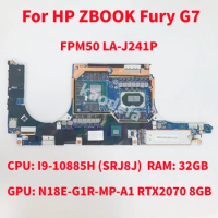 FPM50 LA-J241P For HP ZBOOK Fury G7 Laptop Motherboard CPU: I9-10885H SRJ8J GPU: N18E-G1R-MP-A1 8GB RAM: 32GB DDR4 M14887-001