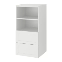 SMÅSTAD/PLATSA 書櫃, 白色 附框/附2個抽屜, 60x57x123 公分