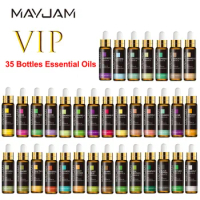 MAYJAM 10ml with Dropper 35 Flavor Essential Oils Vanilla Grapefruit Frankincense Jasmine Oil For Homemade Candle Bath Ball