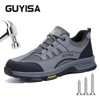 GUYISA work shoes Safety shoes Steel toe Size 37-45 Black Anti smashing and anti stabbing