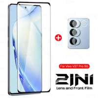 2in1 Curved Tempered Glass For Vivo V27 Pro 5G 6.78'' Vavo V27Pro Vovi V 27 VivoV27 VivoV27Pro 2023 Camera Lens Screen Protector