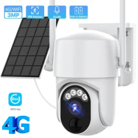 4G SIM Card Solar Camera 3MP HD Wifi PTZ Outdoor Camera PIR Detection Battery Powered Wireless Security Surveillance UBOX APP