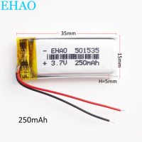 EHAO 501535 3.7V 250mAh Battery Lithium Polymer LiPo Rechargeable Battery For Mp3 GPS Headphone Headset Bluetooth Smart Watch