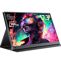 UPERFECT 144HZ Portable Gaming Monitor 17.3" 1080P Dual USB C HDMI Second Computer Screen with VESA Speakers for PS4/5 Xbox