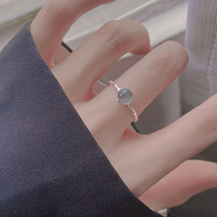 925純銀月光石戒指女簡約設計感食指戒子輕奢指環時尚個性冷淡風 全館免運