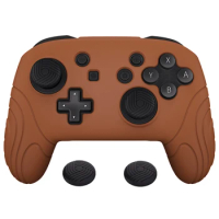 PlayVital Samurai Edition Ergonomic Silicone Skin Protective Case for Nintendo Switch Pro with Thumb Grips - Signal Brown