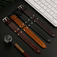 20 22mm Handmade Cowhide Breathable Watch Band Men Women 4 Colors for TISSOT Seiko Citizen Genuine Leather Watchband Accessories