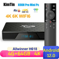 Android 12 TV Box X98H Pro Quad Core 4K Smart Media Player 2.4G 5G WIFI Bluetooth 5.0 VP9 Profile 2 Decoder Set Top Box