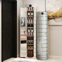 Household door cylindrical shoe cabinet 360-degree rotating shoe rack with large capacity and multi-layer