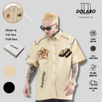Áo sơ mi nam form rộng DOLARO chất lụa mango phong cách, sơ mi cuban shirt in họa tiết chính hãng đủ