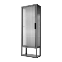 MOSSJÖN 壁櫃附層架/玻璃門, 碳黑色, 36x18x102 公分