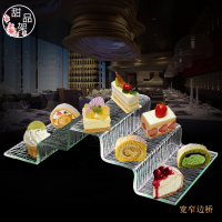 亞克力仿玻璃蛋糕甜品架酒店壽司架自助餐盤點心小吃食物展示盤架