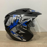 DR156 - JP7 Juke Helmet Mattebiru - Double Visor - SNI Helmet - Adult Helmet - BXP - Godzilla - JP -