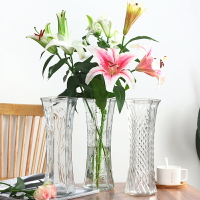 【滿299出貨】創意透明大號六角玻璃花瓶水養富貴竹百合鮮花插花瓶客廳擺件