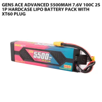 Gens Ace Advanced 5500mAh 7.6V 100C 2S1P HardCase Lipo Battery Pack With XT60 Plug