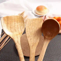 Long Wooden Cooking Rice Spatula Scoop Kitchen Utensil Non-stick Hand Wok Shovel Home Cooking Tools