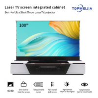 120 Inch Motorized Floor Rising Projector Screen + Intelligent Integrated 4K laser UST projector Cabinet for UST projectors