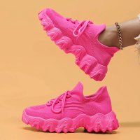 Giày thể thao nữ cỡ lớn AliExpress, giày tất Flyknit thoáng khí, giày lười dễ mang