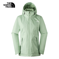 【The North Face 官方旗艦】北面女款綠色防水透氣保暖連帽三合一外套｜88RXI0G