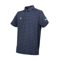 FIRESTAR 男彈性機能短袖POLO衫-慢跑 高爾夫 網球 吸濕排汗 上衣 D3255-92 丈青條紋藍